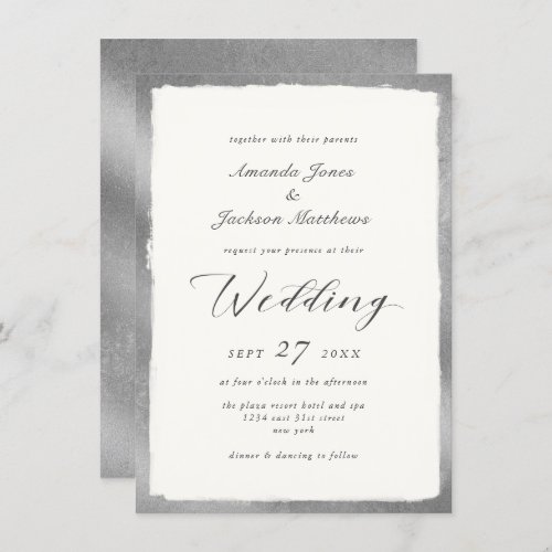 Elegant Script with Silver Semi Formal Wedding Invitation
