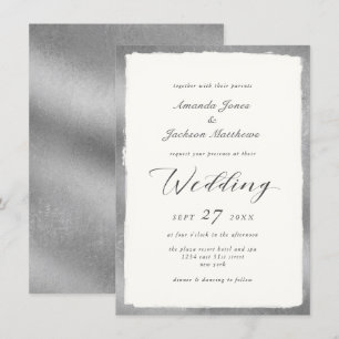 Elegant Script with Silver Semi Formal Wedding Invitation