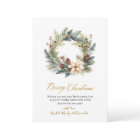 Elegant Script Wreath Greenery Christmas Card
