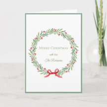 Elegant Script Wreath Merry Christmas