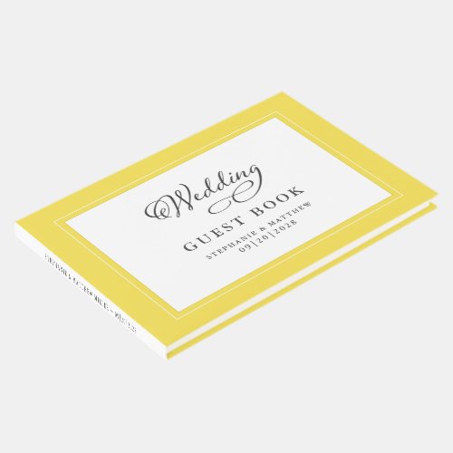 Elegant Script Yellow Wedding Guestbook Trendy