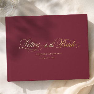 Elegant Scripted Burgundy Bridal Shower Foil Guest Book