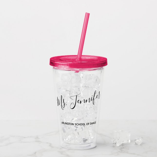 Elegant Scripted Dance Teacher Acrylic Tumbler (Back Ice)