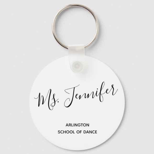 Elegant Scripted Dance Teacher Keychain (Front)