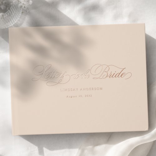Elegant Scripted Font Beige-Brown Bridal Shower Foil Guest Book