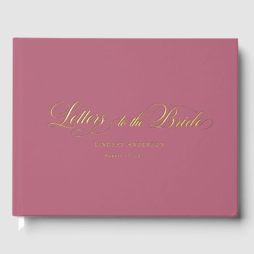 Elegant Scripted Font Berry Bridal Shower Foil Guest Book