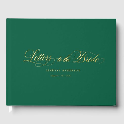 Elegant Scripted Font Green Bridal Shower Foil Guest Book