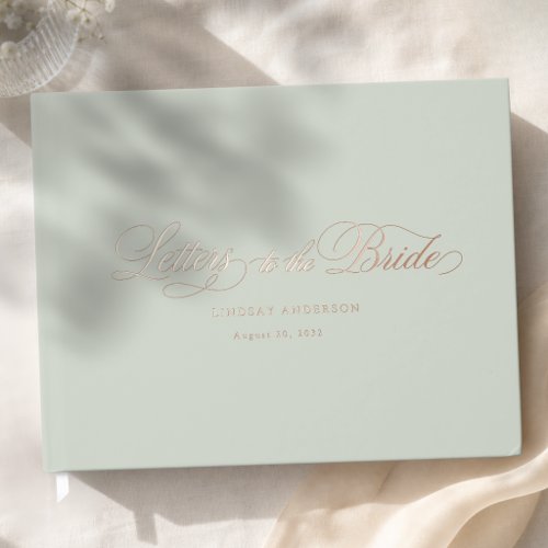 Elegant Scripted Font Green Bridal Shower Foil Guest Book