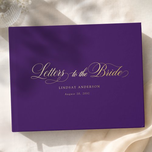 Elegant Scripted Font Purple Bridal Shower Foil Guest Book