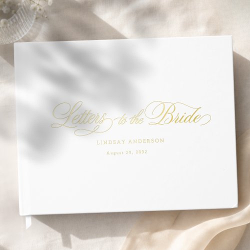 Elegant Scripted Font White Bridal Shower Foil Guest Book