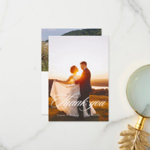 Elegant Scripted Wedding Thank You Card W Note