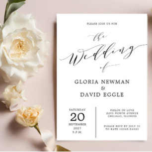 Elegant Scripture Calligraphy Wedding Invitation