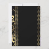 Elegant Scroll Black and Gold Invitation (Back)