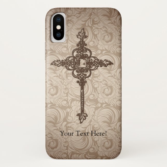 Elegant Scroll Christian Cross w/Swirl Background Case-Mate iPhone Case (Back)