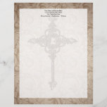 Elegant Scroll Christian Cross w/Swirl Background Letterhead