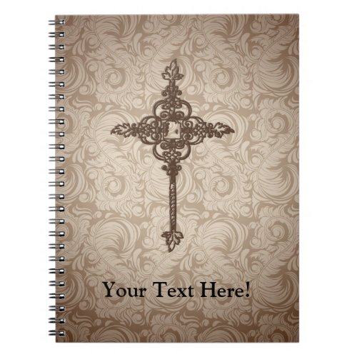 Elegant Scroll Christian Cross wSwirl Background Notebook