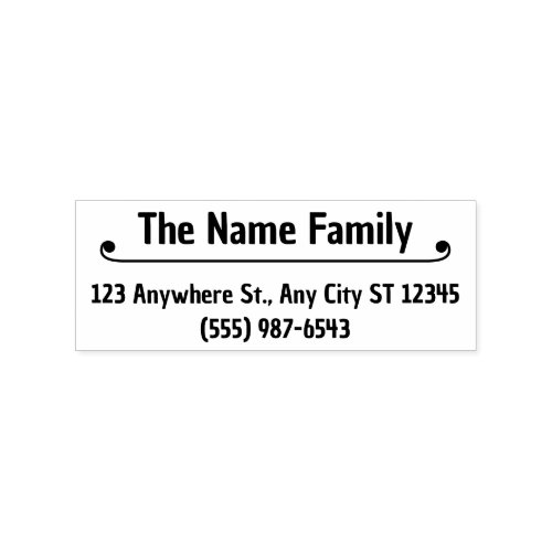 Elegant Scroll Family Return Address Personal Rubber Stamp