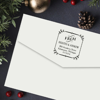 Elegant Scroll Framed From Return Address Self-inking Stamp