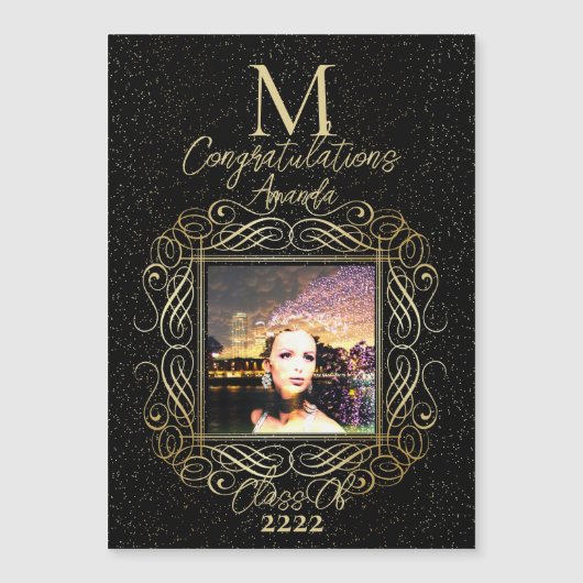 Elegant Scroll + Gold Dots Congratulation Class of (Front)