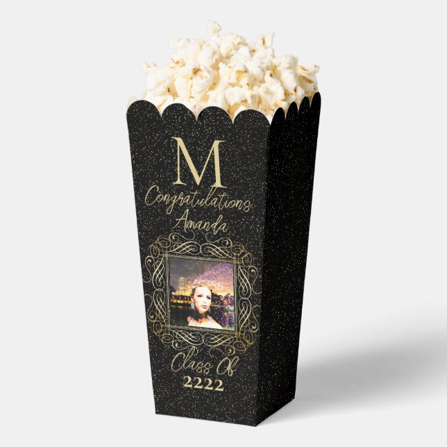 Elegant Scroll + Gold Dots Congratulation Class of Favor Boxes (Popped)