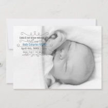 Elegant Scroll Mod Baby Boy Arrival Announcement