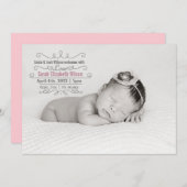 Elegant Scroll Mod Baby Girl Arrival Announcement (Front/Back)