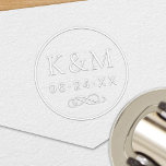 Elegant Scroll Personalized Wedding Monogram Embosser<br><div class="desc">Elegant embosser design features beautiful typography with classic block lettering. The custom monogram text can be personalized with the bride and groom first name initials and wedding date. Design is framed by a simple round circle frame and accented with a decorative scroll.</div>