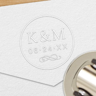 Elegant Scroll Personalized Wedding Monogram Embosser
