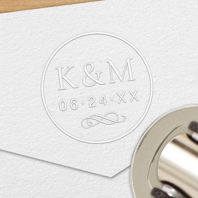 Elegant Scroll Personalized Wedding Monogram Embosser (Creator Uploaded)