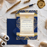 Elegant Scroll Prince Baby Shower  Invitation