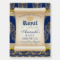 Elegant Scroll Prince Baby Shower Welcome 