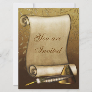 Elegant Scroll, Quill and Inkwell Invitation