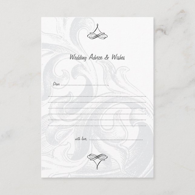 Elegant Scroll Wedding Advice Cards (Front)