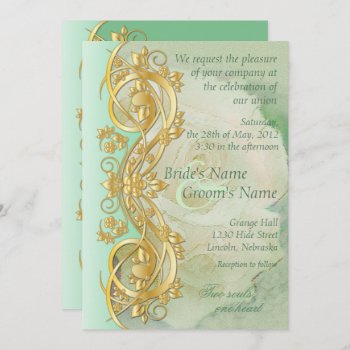 Elegant Scroll Wedding Invitation - Mint Green 2b by LilithDeAnu at Zazzle