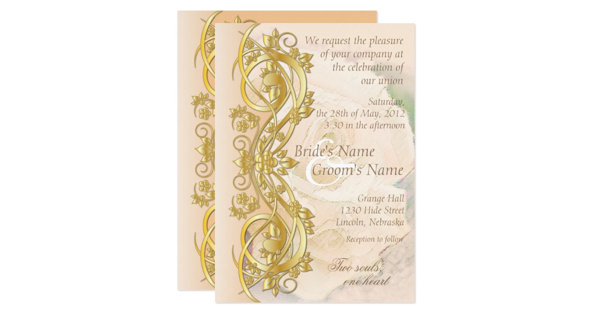 Elegant Scroll Wedding Invitation Peach Gold Zazzle Com Welcome to elegant wedding invites! zazzle