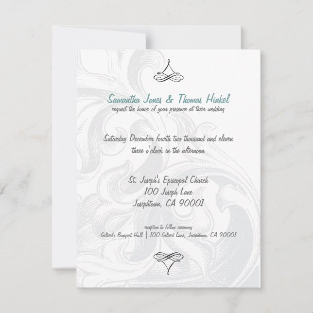 Elegant Scroll Wedding Invitations (Front)