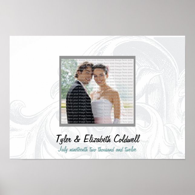 Elegant Scroll Wedding Wall Photo Art Poster (Front)