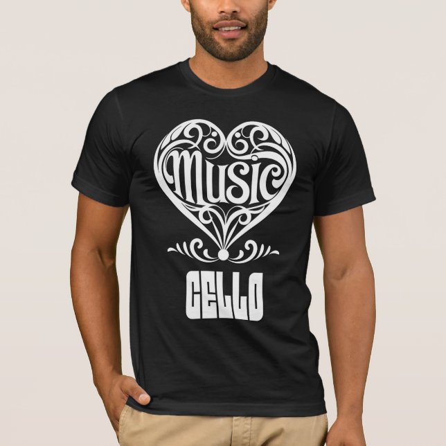 Elegant Scrolled Heart for Cello Lovers T-Shirt (Front)