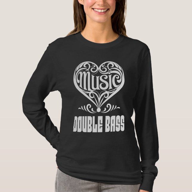 Elegant Scrolled Heart for Double Bass Lovers T-Shirt (Front)