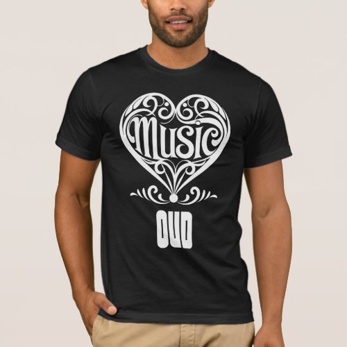 Elegant Scrolled Heart for Oud Lovers Music Theme T-Shirt