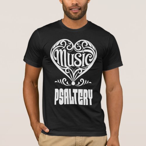 Elegant Scrolled Heart for Psaltery Lovers Music Theme T-Shirt