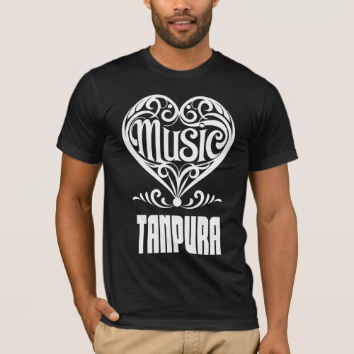 Elegant Scrolled Heart for Tanpura Lovers Music Theme T-Shirt