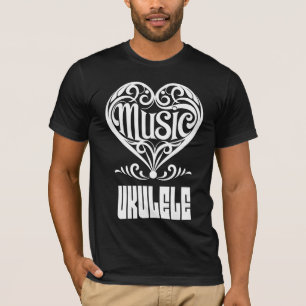 Elegant Scrolled Heart for Ukulele Lovers T-Shirt