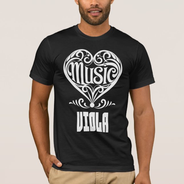 Elegant Scrolled Heart for Viola Lovers T-Shirt (Front)