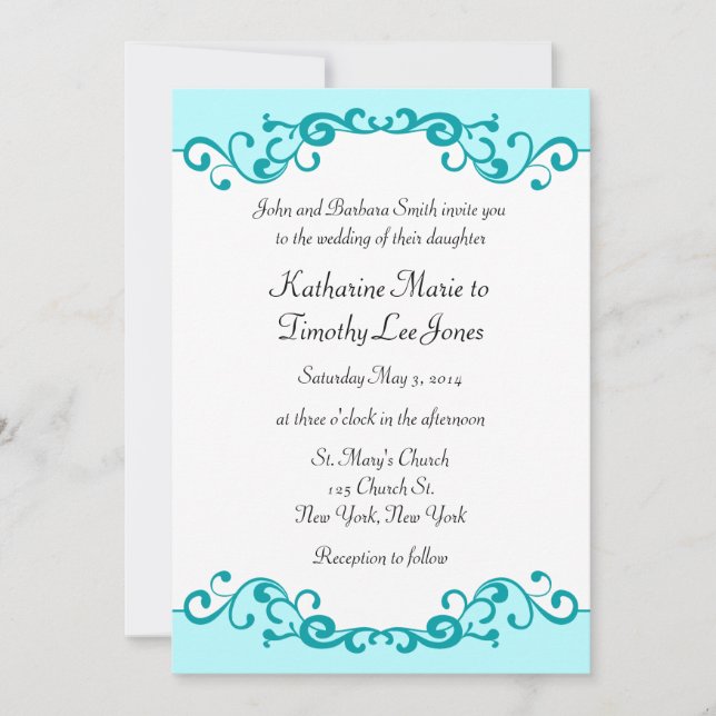 Elegant Scrolls Border Wedding Invitation (Front)