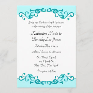 Elegant Scrolls Border Wedding Invitation