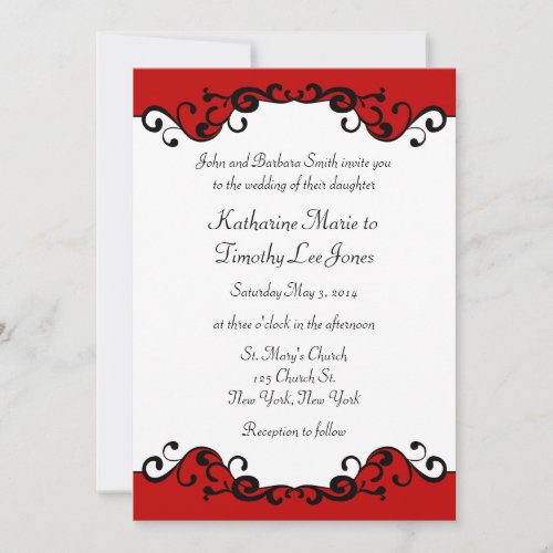 Elegant Scrolls Border Wedding Invitation