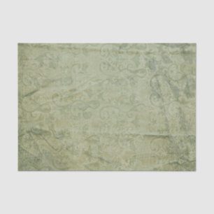 Elegant Scrolls on an Olive Green Background Tissue Paper