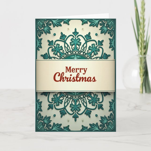 Elegant Scrollwork Christmas Card (Front)