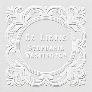 Elegant Scrollwork Personalized Ex Libris Book Embosser